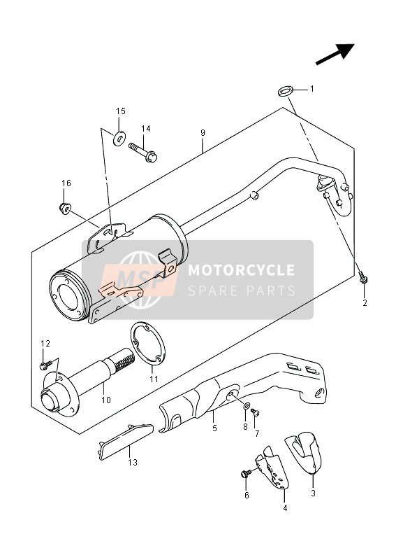 Suzuki DR-Z70 2016 Geluiddemper voor een 2016 Suzuki DR-Z70