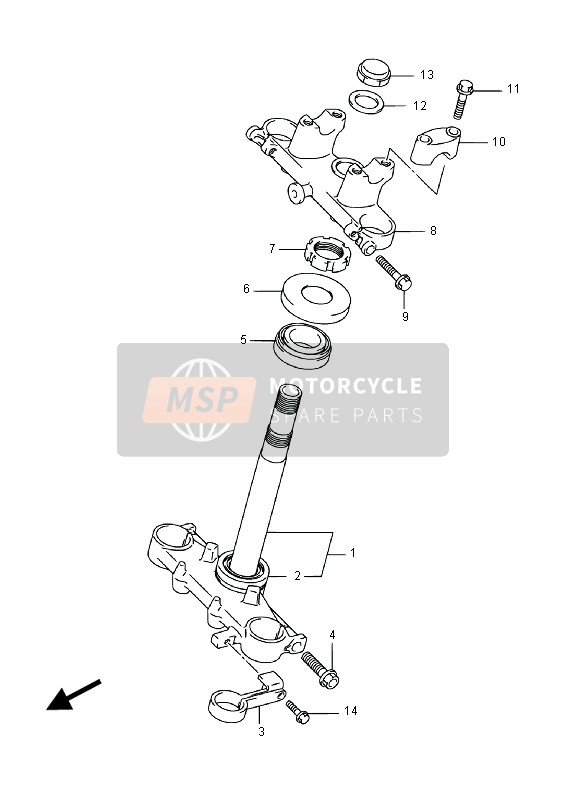 Suzuki DR-Z125 (LW) 2016 Vástago de dirección para un 2016 Suzuki DR-Z125 (LW)