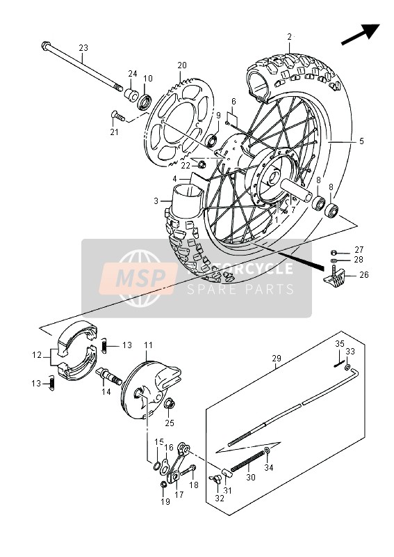 Suzuki DR-Z125 (LW) 2016 Ruota posteriore per un 2016 Suzuki DR-Z125 (LW)