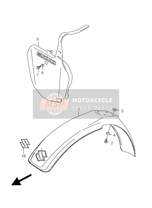 Suzuki RM85 (SW & LW) 2006 Voorspatbord voor een 2006 Suzuki RM85 (SW & LW)