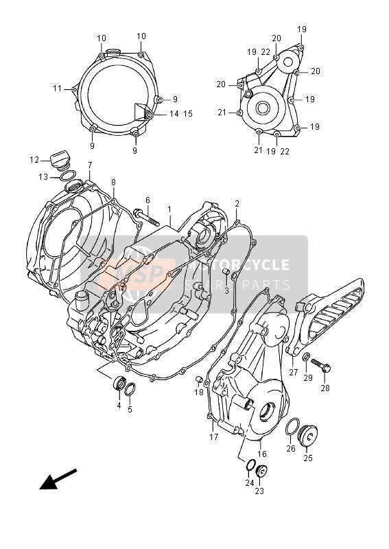 Suzuki RMX450Z 2016 Tapa del cárter para un 2016 Suzuki RMX450Z