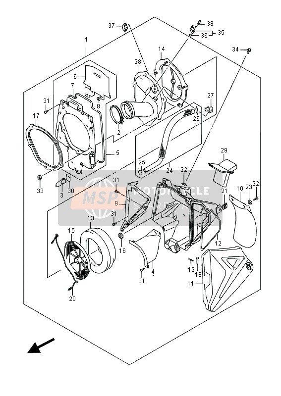 Suzuki RMX450Z 2016 Luchtfilter voor een 2016 Suzuki RMX450Z