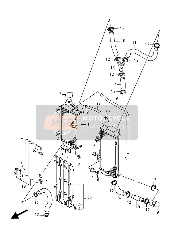 Suzuki RM-Z250 2016 Radiator for a 2016 Suzuki RM-Z250