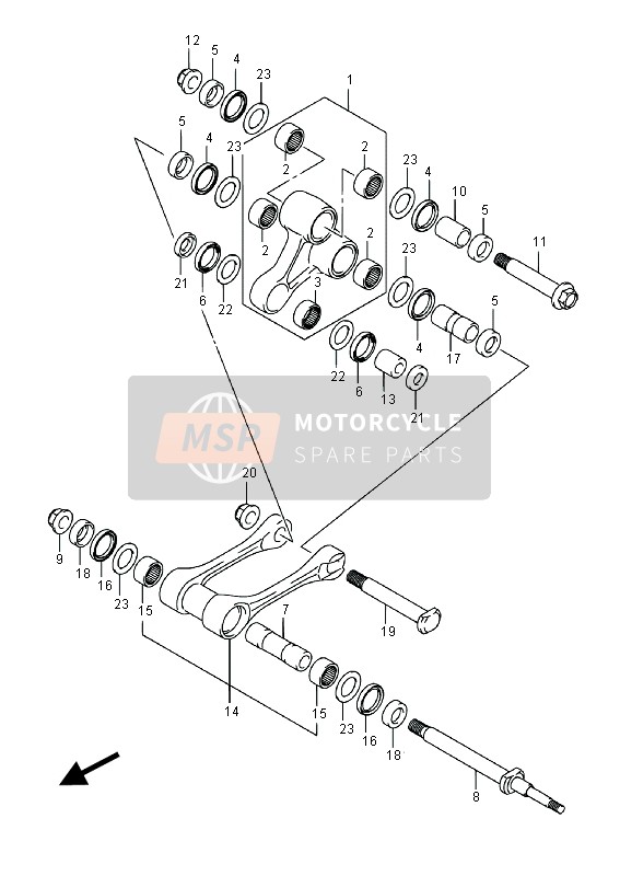 Suzuki RM-Z250 2016 Levier de coussin arrière pour un 2016 Suzuki RM-Z250