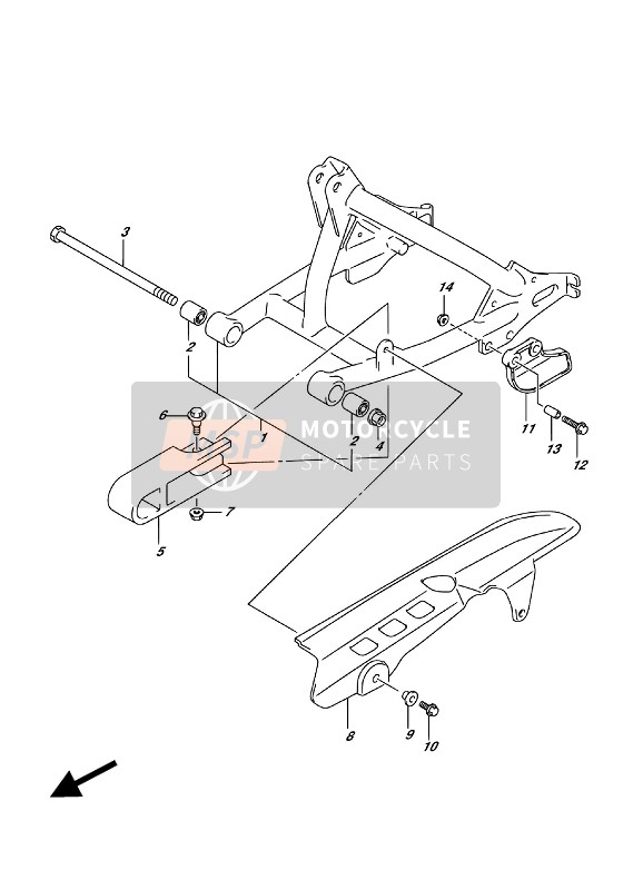 Suzuki DR-Z70 2017 Brazo oscilante trasero para un 2017 Suzuki DR-Z70