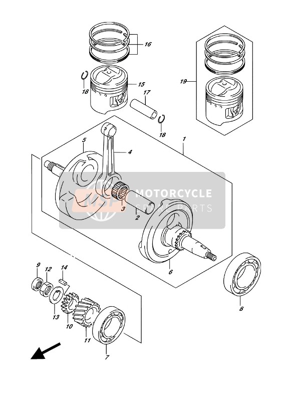 Suzuki DR-Z125 (LW) 2017 Crankshaft for a 2017 Suzuki DR-Z125 (LW)