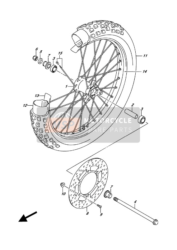 Suzuki DR-Z125 (LW) 2017 Front Wheel for a 2017 Suzuki DR-Z125 (LW)