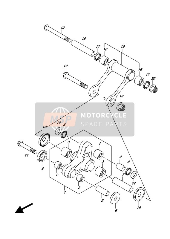 Suzuki DR-Z125 (LW) 2017 Levier de coussin arrière pour un 2017 Suzuki DR-Z125 (LW)