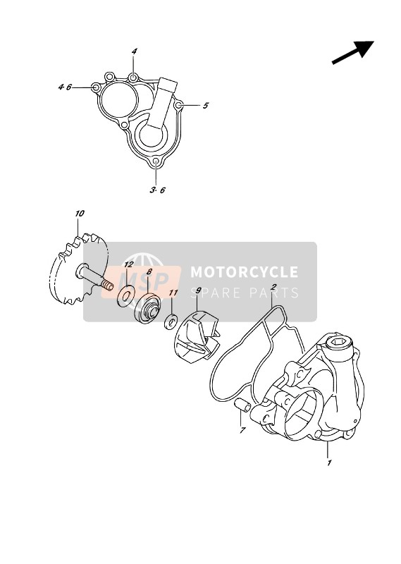 Suzuki RMX450Z 2017 Pompe à eau pour un 2017 Suzuki RMX450Z