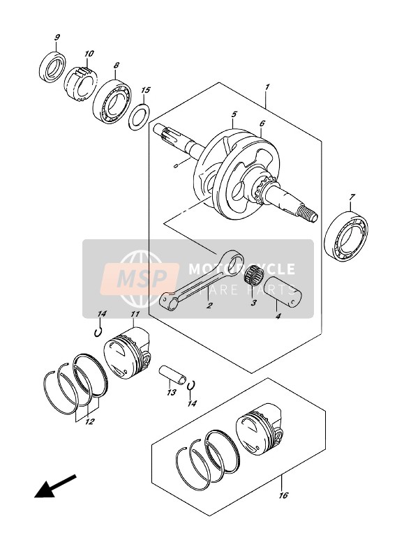 Suzuki DR-Z70 2018 Crankshaft for a 2018 Suzuki DR-Z70