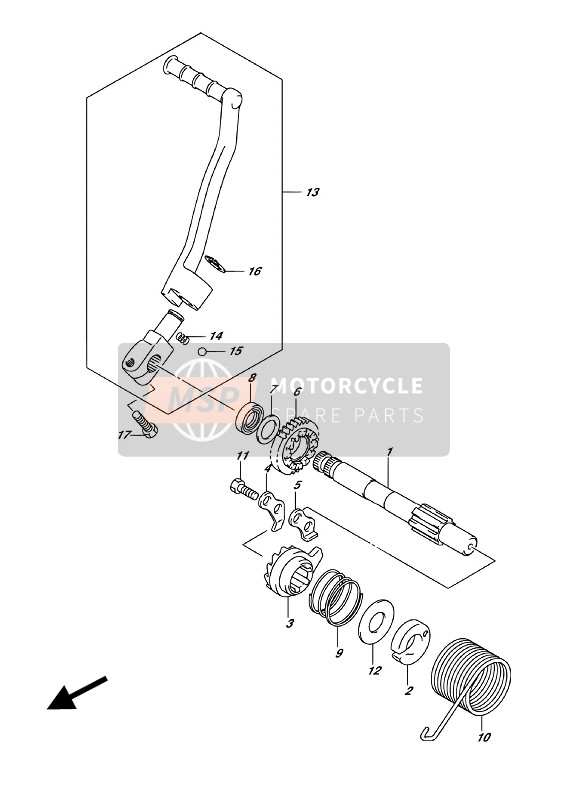 Suzuki DR-Z70 2018 Kick Starter for a 2018 Suzuki DR-Z70