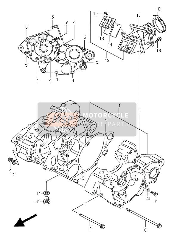 Suzuki RM125 1996 Crankcase for a 1996 Suzuki RM125