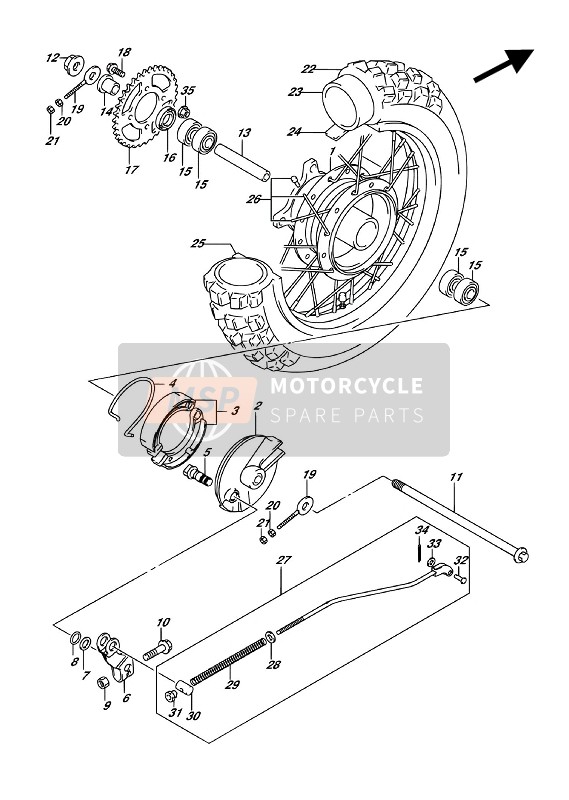 Suzuki DR-Z70 2018 Roue arrière pour un 2018 Suzuki DR-Z70