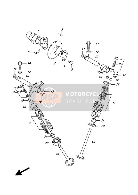 Suzuki DR-Z125L 2018 Nokkenas & Klep voor een 2018 Suzuki DR-Z125L