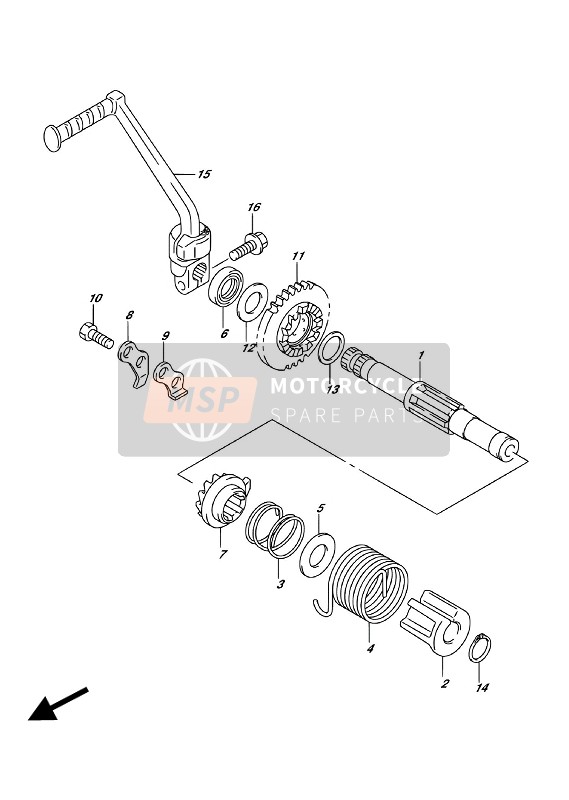 Suzuki DR-Z125L 2018 Kick Starter voor een 2018 Suzuki DR-Z125L