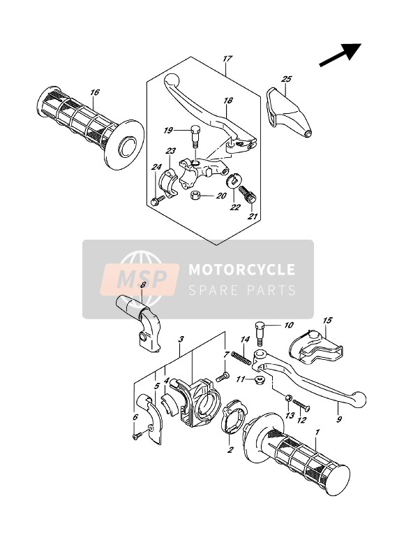 Suzuki DR-Z125L 2018 Palanca de la manija para un 2018 Suzuki DR-Z125L