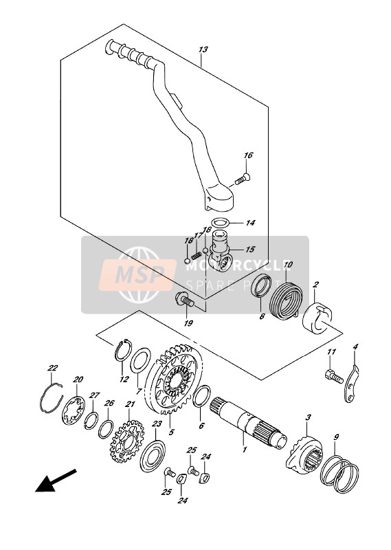 Suzuki RM-Z250 2018 Kick Starter voor een 2018 Suzuki RM-Z250