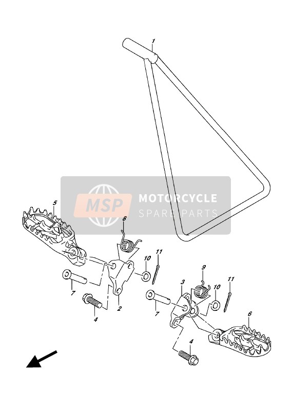 Suzuki RM-Z250 2018 Poggiapiedi per un 2018 Suzuki RM-Z250