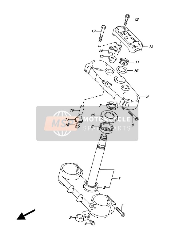 Suzuki RM-Z250 2018 Vástago de dirección para un 2018 Suzuki RM-Z250