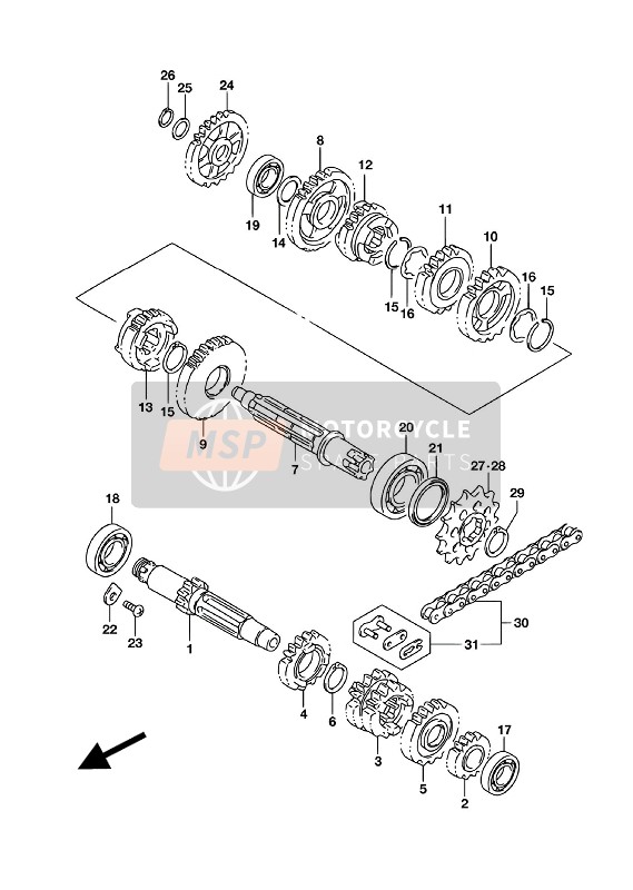 Suzuki RM85 (LW) 2018 Transmissie voor een 2018 Suzuki RM85 (LW)