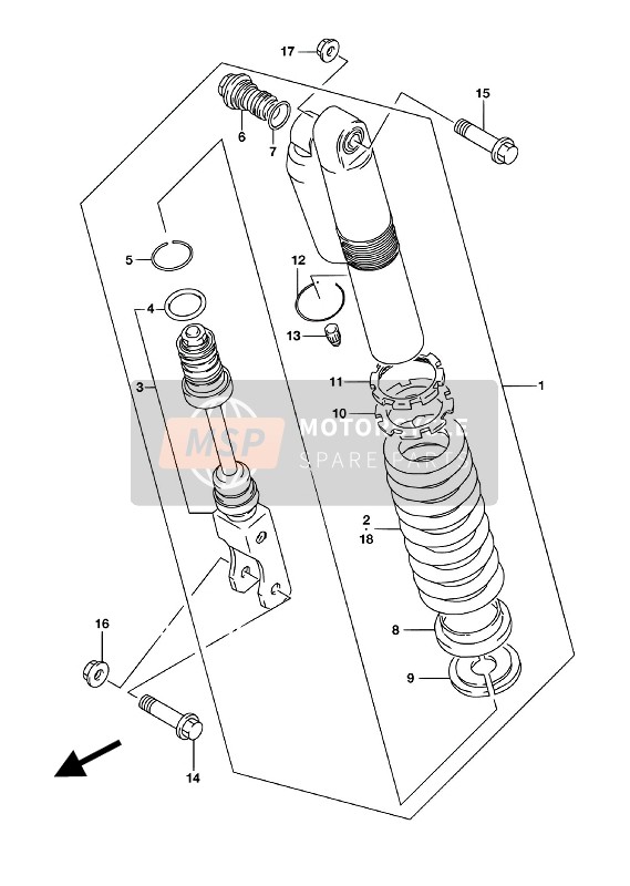 Suzuki RM85 (LW) 2018 Rear Shock Absorber for a 2018 Suzuki RM85 (LW)