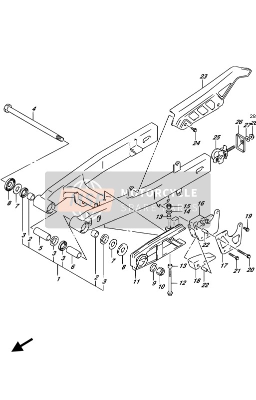 Suzuki DR-Z125L 2019 Rear Swing Arm for a 2019 Suzuki DR-Z125L