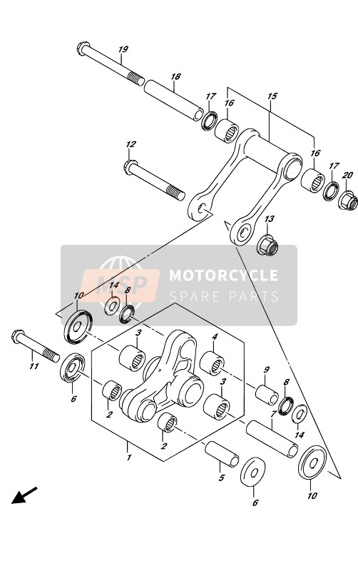 Suzuki DR-Z125L 2019 Achterste kussenhendel voor een 2019 Suzuki DR-Z125L