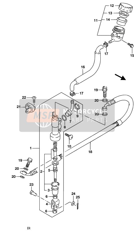 Suzuki RM85 2019 Cilindro maestro trasero para un 2019 Suzuki RM85