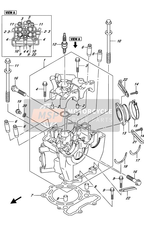 Suzuki RM-Z250 2019 Cylinder Head for a 2019 Suzuki RM-Z250