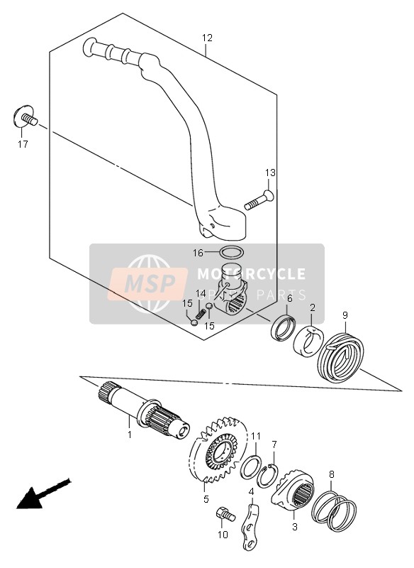 Suzuki RM250-Z 2006 Kick Starter para un 2006 Suzuki RM250-Z