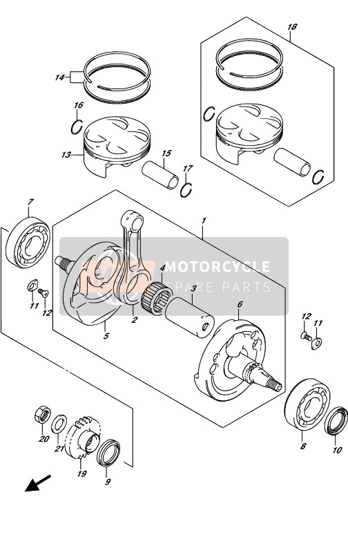 Suzuki RM-Z450 2019 Crankshaft for a 2019 Suzuki RM-Z450