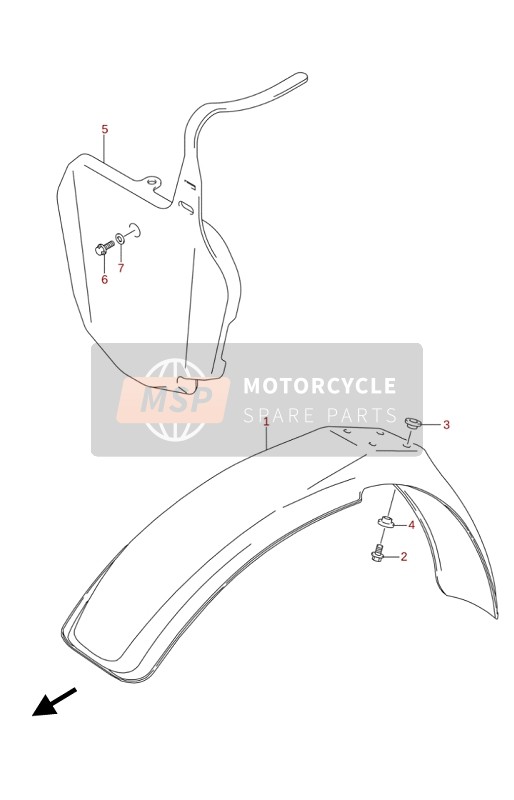 Suzuki RM85L 2020 Guardabarros delantero para un 2020 Suzuki RM85L