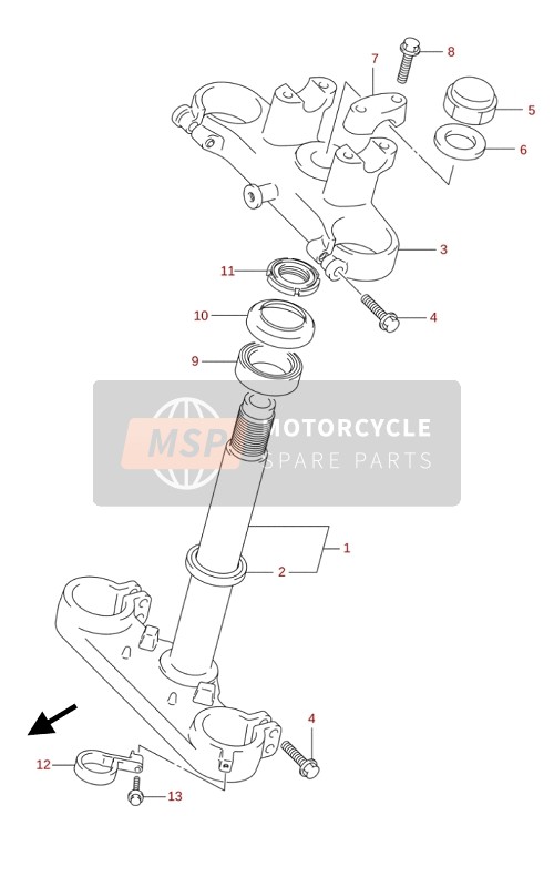 Suzuki RM85L 2020 Dirección del vástago para un 2020 Suzuki RM85L