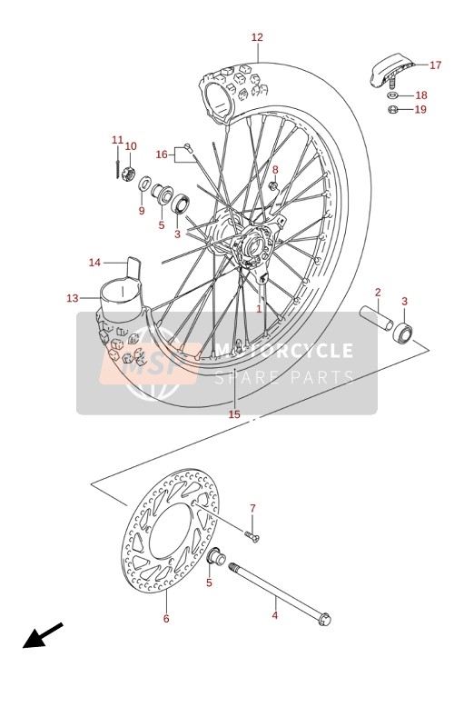 Suzuki RM85L 2020 Rueda delantera para un 2020 Suzuki RM85L