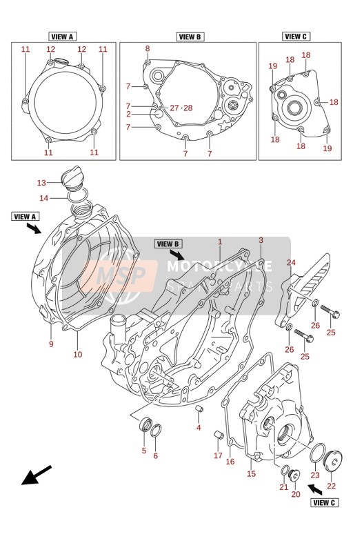 Suzuki RM-Z250 2020 Carterdeksel voor een 2020 Suzuki RM-Z250