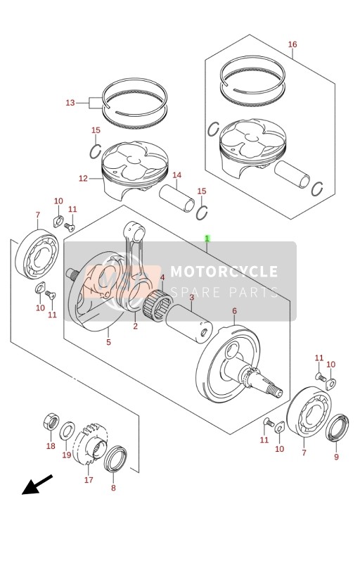 Suzuki RM-Z250 2020 KURBELWELLE für ein 2020 Suzuki RM-Z250