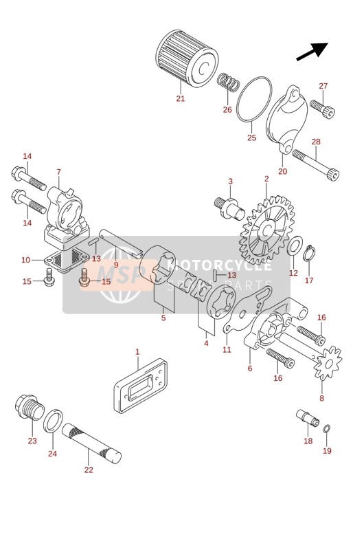 Suzuki RM-Z250 2020 La pompe à huile pour un 2020 Suzuki RM-Z250