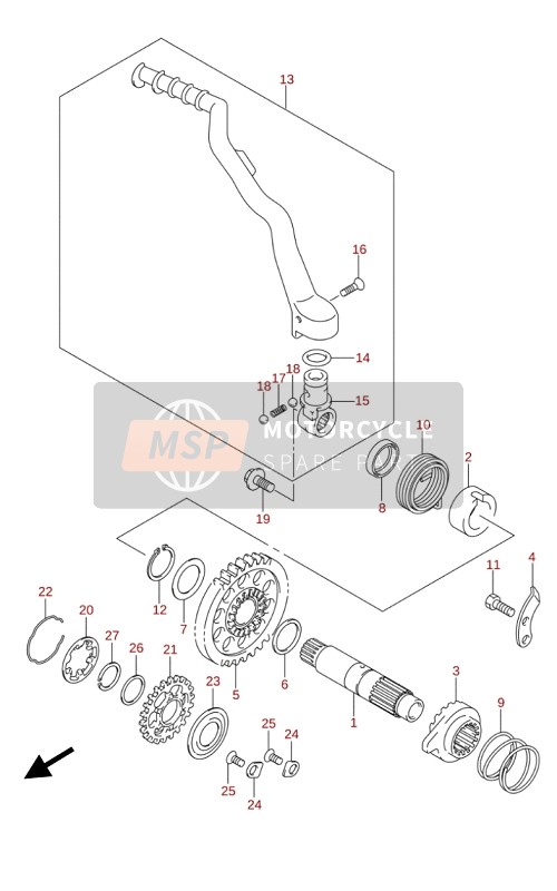 Suzuki RM-Z250 2020 Kick Starter voor een 2020 Suzuki RM-Z250