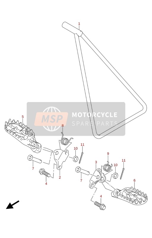 Suzuki RM-Z250 2020 Voetsteun voor een 2020 Suzuki RM-Z250