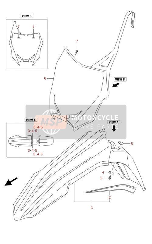 Suzuki RM-Z250 2020 Garde-boue avant pour un 2020 Suzuki RM-Z250