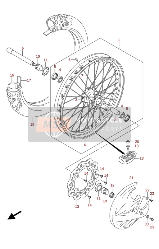 Suzuki RM-Z250 2020 Ruota anteriore per un 2020 Suzuki RM-Z250