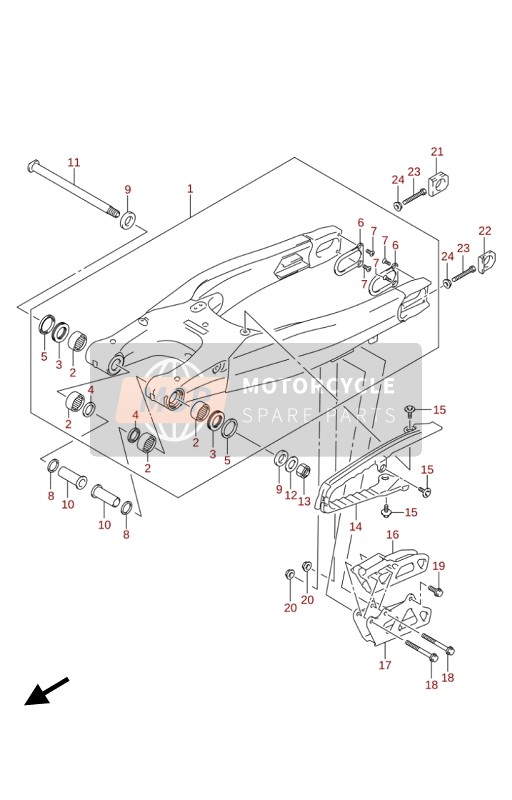 Suzuki RM-Z250 2020 Braccio oscillante posteriore per un 2020 Suzuki RM-Z250