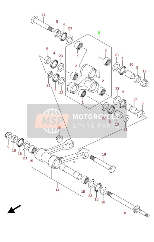 Suzuki RM-Z250 2020 Levier de coussin arrière pour un 2020 Suzuki RM-Z250