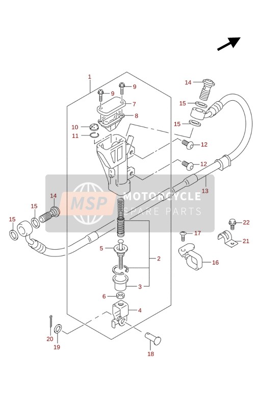 Suzuki RM-Z250 2020 Maître-cylindre arrière pour un 2020 Suzuki RM-Z250