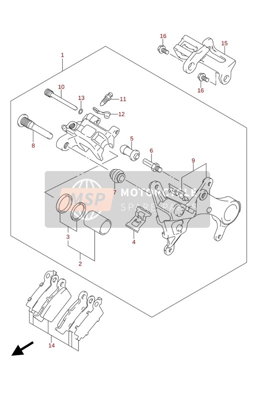 Suzuki RM-Z250 2020 REAR CALIPER for a 2020 Suzuki RM-Z250