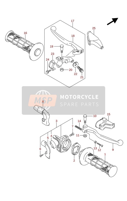 Suzuki DR-Z125L 2021 Leva della maniglia per un 2021 Suzuki DR-Z125L