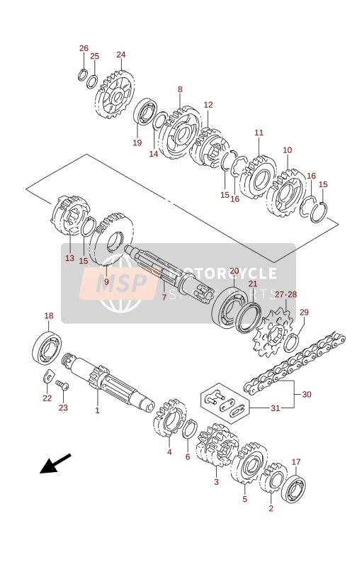 Suzuki RM85L 2021 Transmissie voor een 2021 Suzuki RM85L