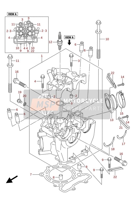 Suzuki RM-Z250 2021 Cilinderkop voor een 2021 Suzuki RM-Z250