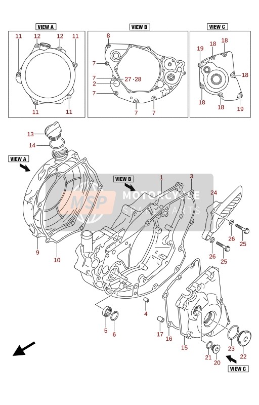 Suzuki RM-Z250 2021 Coperchio del carter per un 2021 Suzuki RM-Z250