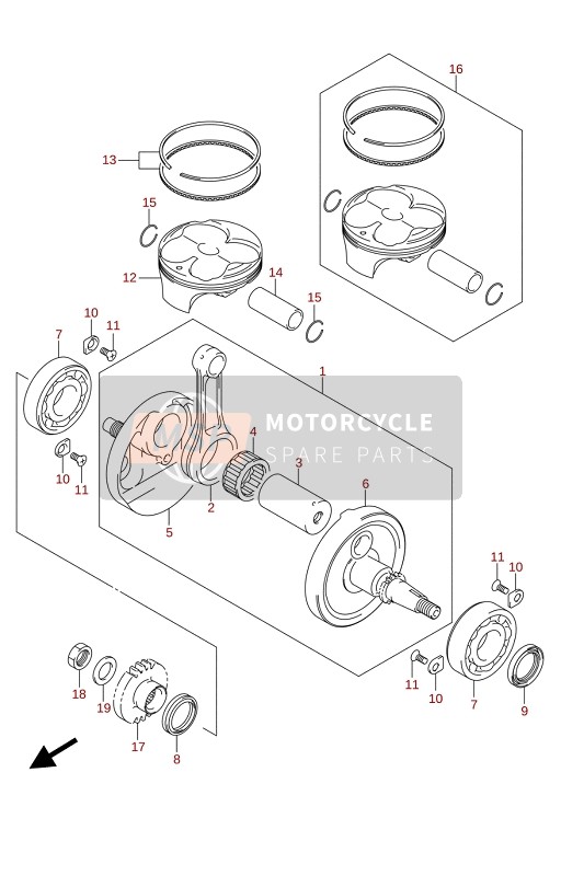 Suzuki RM-Z250 2021 CRANKSHAFT for a 2021 Suzuki RM-Z250